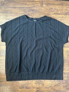 BloomChic Black Eyelet Short Sleeve Knit Top